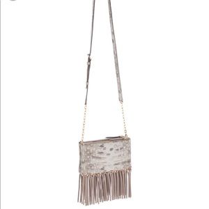 Henri Bendel Faux Snakeskin Crossbody with fringe